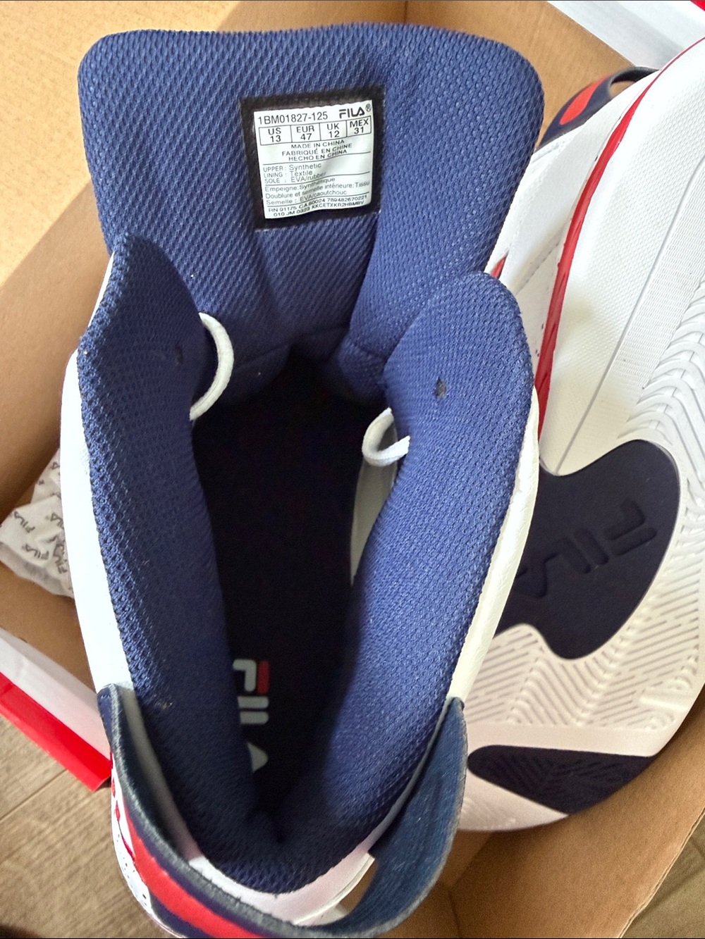 Fila Kids White Navy Red Dereverse High Top Sneakers - Picture 4 of 6
